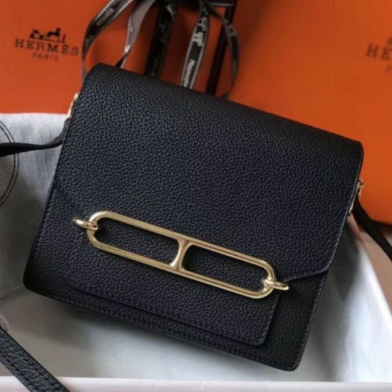 Replica Hermes Sac Roulis Mini Bag Black Evercolor Calfskin