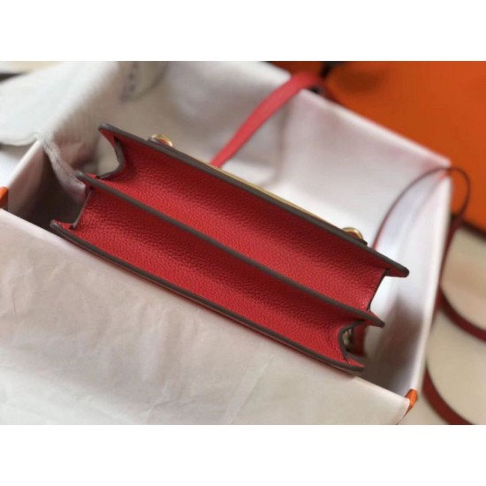 Replica Hermes Sac Roulis Mini Bag Red Evercolor Calfskin