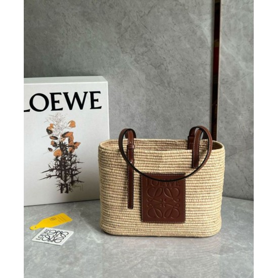 Replica Loewe Small Square Basket Bag Raffia and Brown Calfskin Replica Loewe Small Square Basket Bag Raffia and Brown Calfskin
