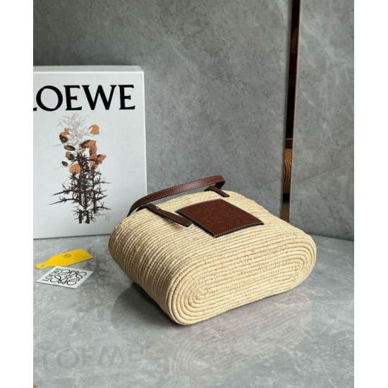Replica Loewe Small Square Basket Bag Raffia and Brown Calfskin Replica Loewe Small Square Basket Bag Raffia and Brown Calfskin