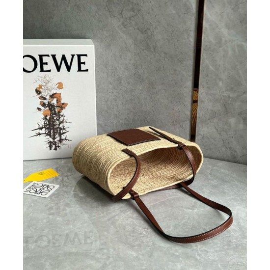 Replica Loewe Small Square Basket Bag Raffia and Brown Calfskin Replica Loewe Small Square Basket Bag Raffia and Brown Calfskin
