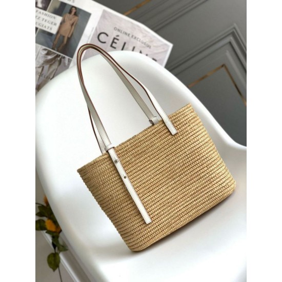 Replica Loewe Small Square Basket Bag Raffia and White Calfskin Replica Loewe Small Square Basket Bag Raffia and White Calfskin