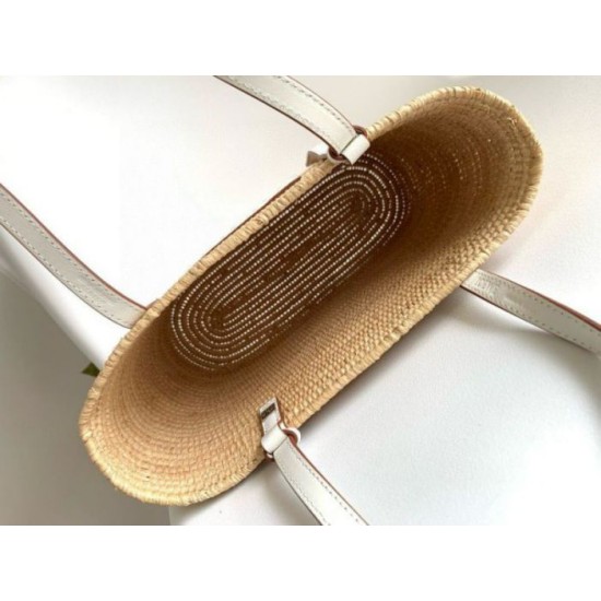 Replica Loewe Small Square Basket Bag Raffia and White Calfskin Replica Loewe Small Square Basket Bag Raffia and White Calfskin