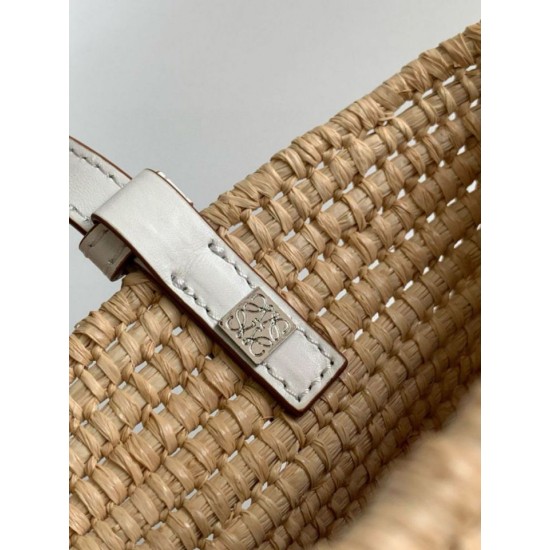 Replica Loewe Small Square Basket Bag Raffia and White Calfskin Replica Loewe Small Square Basket Bag Raffia and White Calfskin