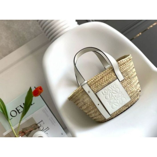 Fake Loewe Small Basket Bag Raffia and White Calfskin Replica Replica Loewe Small Basket Bag Raffia and White Calfskin