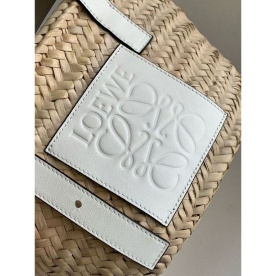 Fake Loewe Small Basket Bag Raffia and White Calfskin Replica Replica Loewe Small Basket Bag Raffia and White Calfskin