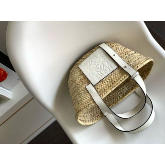 Fake Loewe Small Basket Bag Raffia and White Calfskin Replica Replica Loewe Small Basket Bag Raffia and White Calfskin