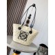 Replica Loewe Small Anagram Basket Bag Iraca Palm and Black Calfskin