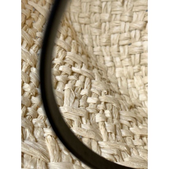 Replica Loewe Small Anagram Basket Bag Iraca Palm and Black Calfskin