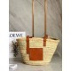 Replica Loewe Medium Basket Bag Raffia and Brown Calfskin