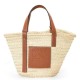 Replica Loewe Medium Basket Bag Raffia and Brown Calfskin