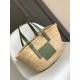 Replica Loewe Medium Basket Bag Raffia and Rosemary Calfskin