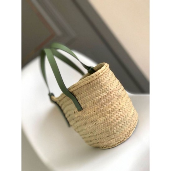 Replica Loewe Medium Basket Bag Raffia and Rosemary Calfskin
