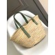Replica Loewe Medium Basket Bag Raffia and Rosemary Calfskin