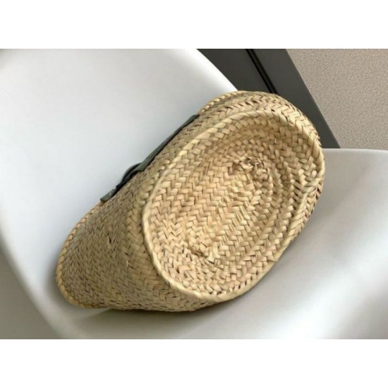 Replica Loewe Medium Basket Bag Raffia and Rosemary Calfskin
