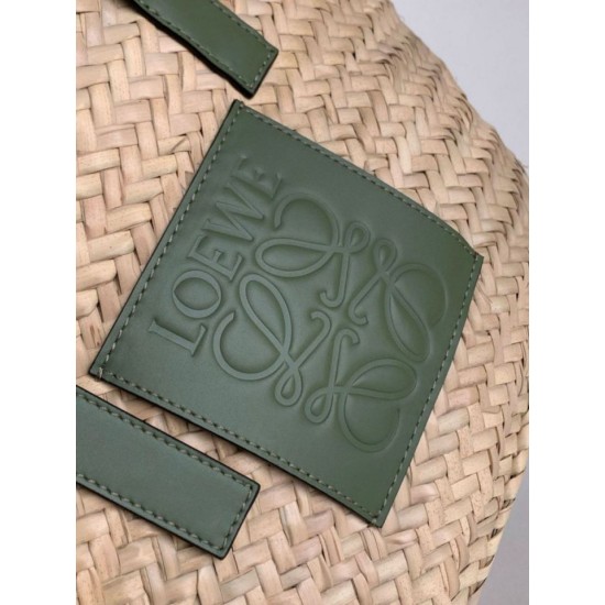 Replica Loewe Medium Basket Bag Raffia and Rosemary Calfskin