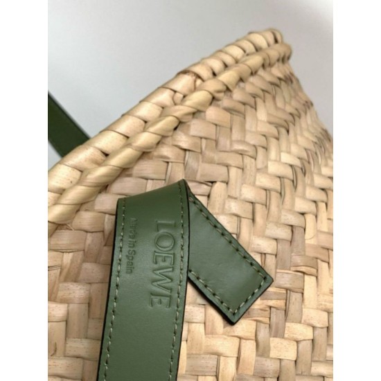 Replica Loewe Medium Basket Bag Raffia and Rosemary Calfskin