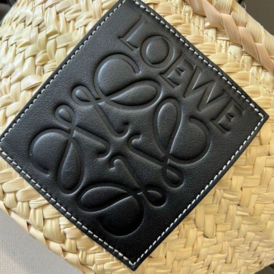 Replica Loewe Drawstring Bucket Bag Palm Leaf and Black Calfskin Replica Loewe Drawstring Bucket Bag Palm Leaf and Black Calfskin
