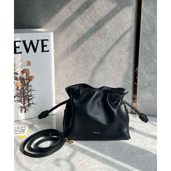 Replica Loewe Mini Flamenco Clutch Bag Black Nappa Calfskin