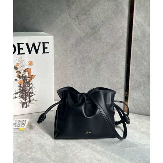 Replica Loewe Mini Flamenco Clutch Bag Black Nappa Calfskin