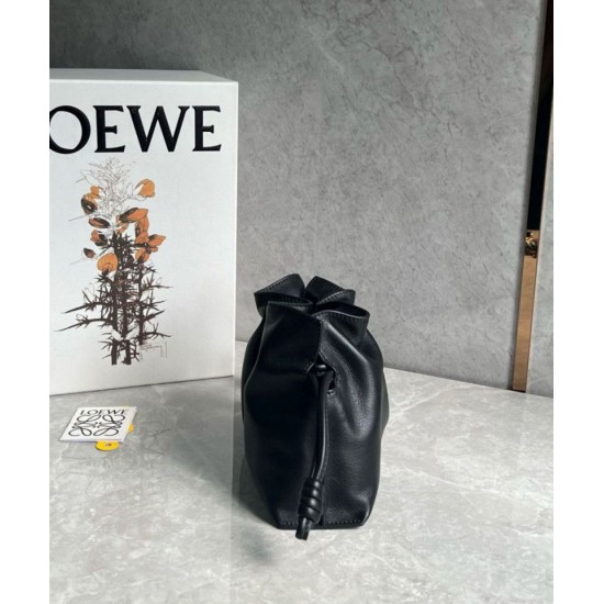 Replica Loewe Mini Flamenco Clutch Bag Black Nappa Calfskin