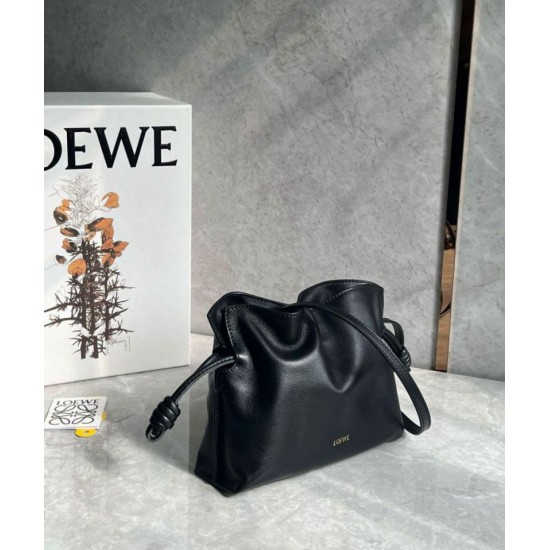 Replica Loewe Mini Flamenco Clutch Bag Black Nappa Calfskin