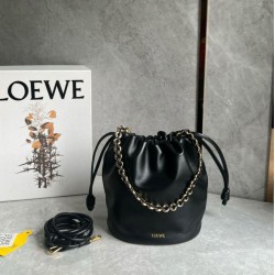 Replica Loewe Flamenco Purse Bucket Bag Black Nappa Lambskin