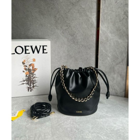 Replica Loewe Flamenco Purse Bucket Bag Black Nappa Lambskin