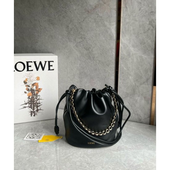Replica Loewe Flamenco Purse Bucket Bag Black Nappa Lambskin