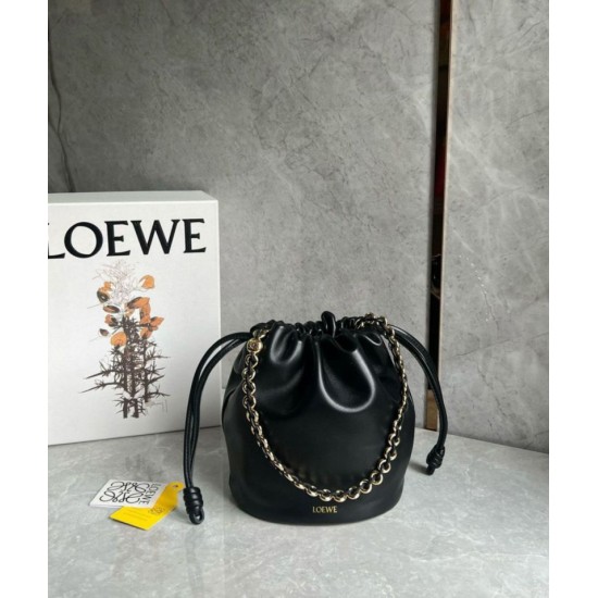 Replica Loewe Flamenco Purse Bucket Bag Black Nappa Lambskin