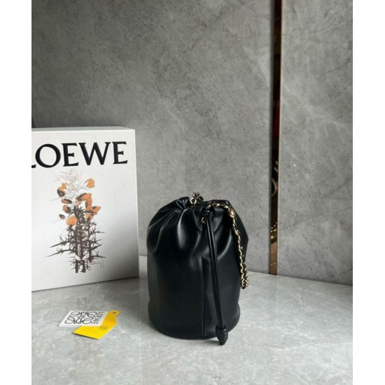 Replica Loewe Flamenco Purse Bucket Bag Black Nappa Lambskin