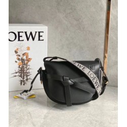 Fake Loewe Small Gate Bag Black Calfskin and Jacquard Replica
