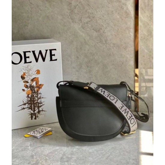 Fake Loewe Small Gate Bag Black Calfskin and Jacquard Replica