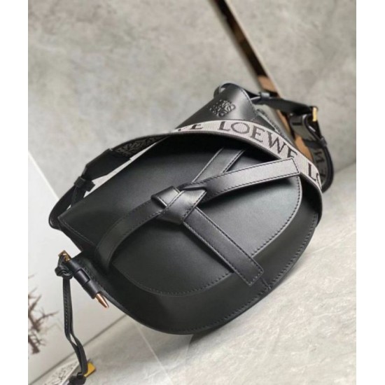 Fake Loewe Small Gate Bag Black Calfskin and Jacquard Replica