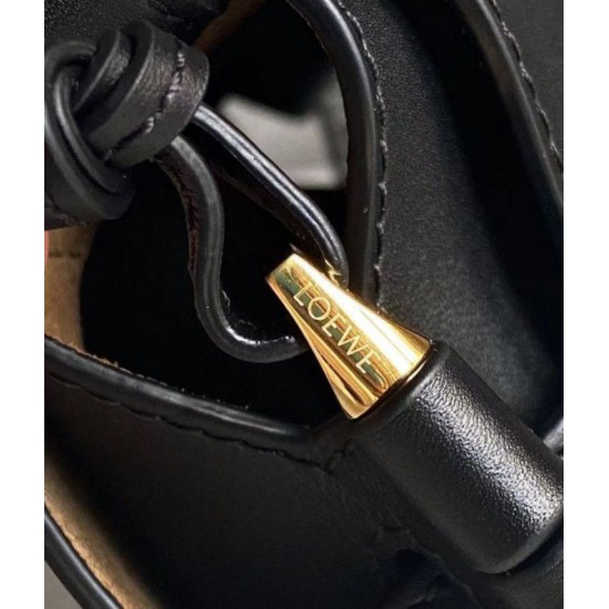 Fake Loewe Small Gate Bag Black Calfskin and Jacquard Replica