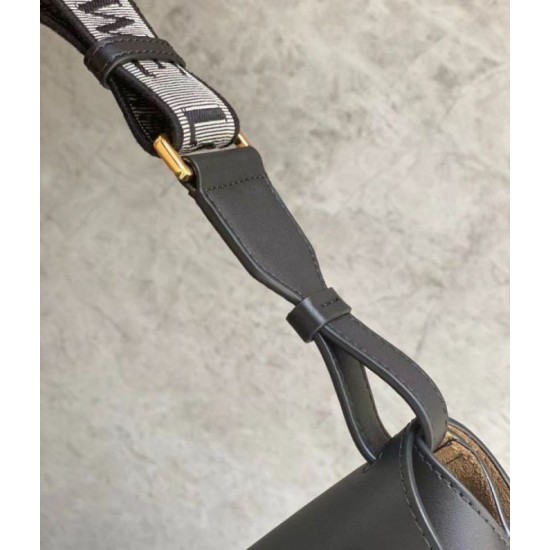 Fake Loewe Small Gate Bag Black Calfskin and Jacquard Replica