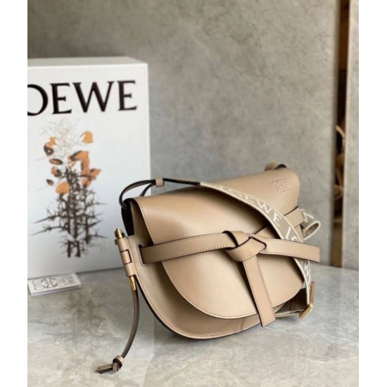Fake Loewe Gate Small Bag Sand Calfskin and Jacquard Replica
