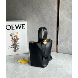 Replica Loewe Mini Pebble Bucket Bag Black Calfskin