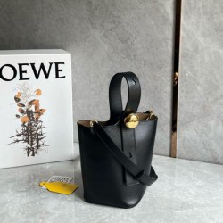 Replica Loewe Mini Pebble Bucket Bag Black Calfskin