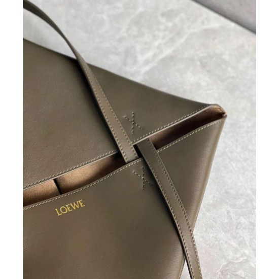 Replica Loewe Medium Puzzle Fold Tote Bag Dark Green Calfskin