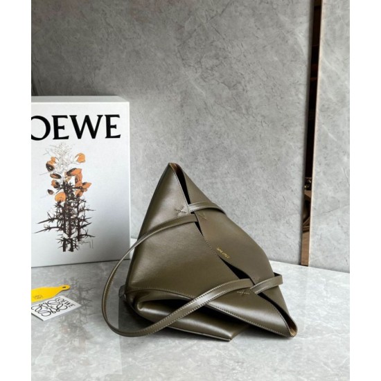 Replica Loewe Medium Puzzle Fold Tote Bag Dark Green Calfskin