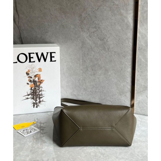 Replica Loewe Medium Puzzle Fold Tote Bag Dark Green Calfskin