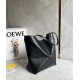 Replica Loewe Medium Puzzle Fold Tote Bag Black Calfskin