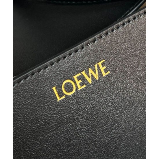 Replica Loewe Medium Puzzle Fold Tote Bag Black Calfskin