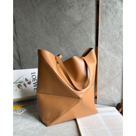 Replica Loewe Large Puzzle Fold Tote Bag Tan Calfskin