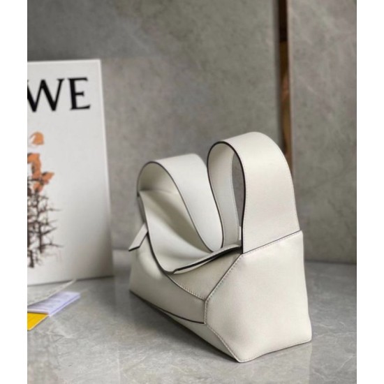 Fake Loewe Puzzle Hobo Bag White Nappa Calfskin Replica