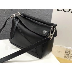 Replica Loewe Small Puzzle Bag Black Calfskin 