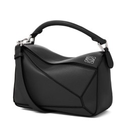 Replica Loewe Small Puzzle Bag Black Calfskin 