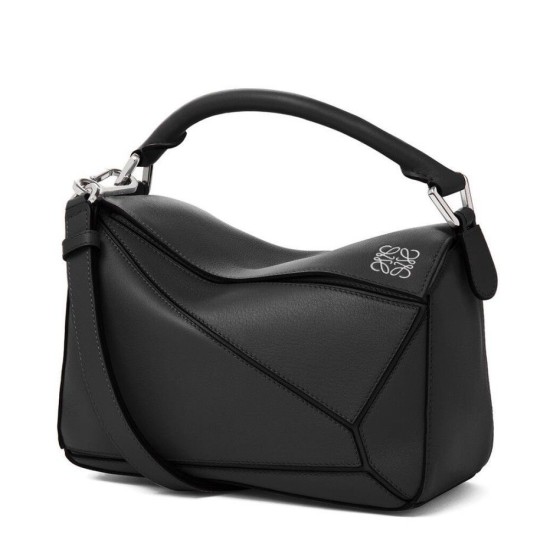 Replica Loewe Small Puzzle Bag Black Calfskin 