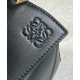 Fake Loewe Puzzle Small Bag Black Calfskin with Woven Handle Replica
